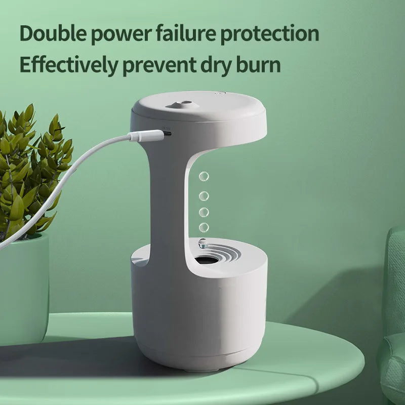 Water Droplet Air Humidifier 800ml Anti-gravity Essential Oil Diffuser Night Light Weightless Sprayer Decorations Desk Lamps