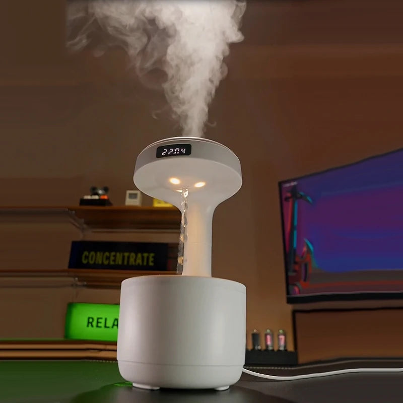 Water Droplet Air Humidifier 800ml Anti-gravity Essential Oil Diffuser Night Light Weightless Sprayer Decorations Desk Lamps