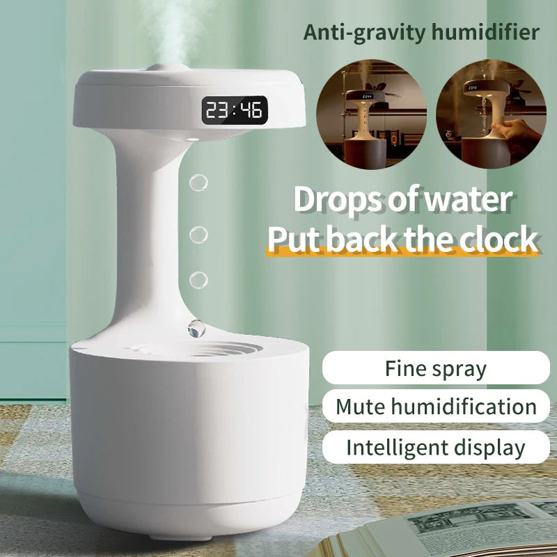 Water Droplet Air Humidifier 800ml Anti-gravity Essential Oil Diffuser Night Light Weightless Sprayer Decorations Desk Lamps